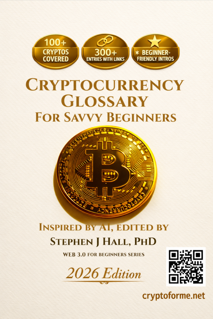 Cryptocurrency Glossary for Savvy Beginners book cover by Stephen Hall